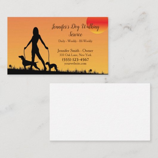 Professional Pet Dog Walker Service Visitekaartje (Voorkant / Achterkant)