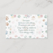 Professional Pet Sitter Customizable Business Card Visitekaartje (Achterkant)