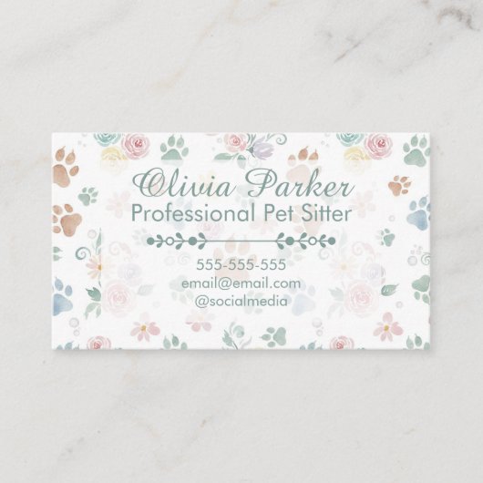 Professional Pet Sitter Customizable Business Card Visitekaartje (Voorkant)