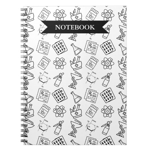 Professional Pharmacy Icon Pattern Notebook Notitieboek (Voorkant)