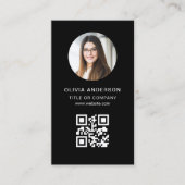 Professional Photo Black QR Code Social Media Visitekaartje (Voorkant)