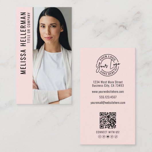 Professional Photo Logo Vertical Pink  Visitekaartje (Voorkant / Achterkant)