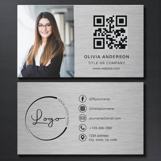 Professional Photo Metallic QR Code Social Media Visitekaartje