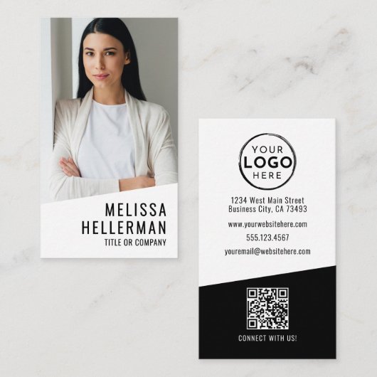 Professional Photo QR Code Company Logo Vertical Visitekaartje (Voorkant / Achterkant)