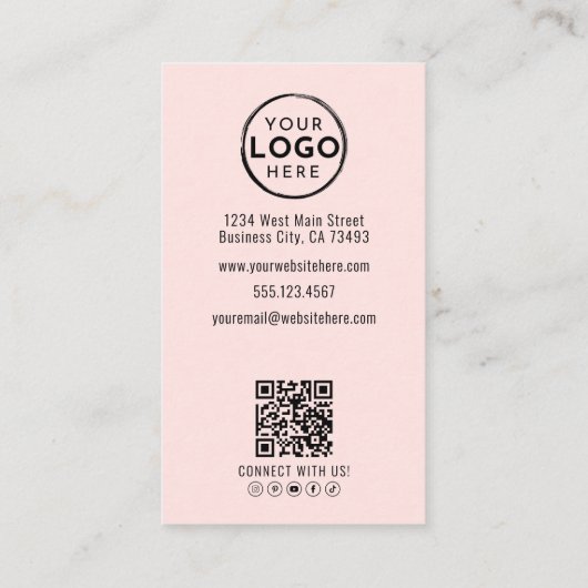 Professional Photo QR Code Logo Blush Pink Visitekaartje (Achterkant)