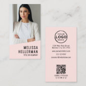 Professional Photo QR Code Logo Blush Pink Visitekaartje (Voorkant / Achterkant)