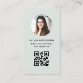 Professional Photo Sage Green QR Code Social Media Visitekaartje (Voorkant)