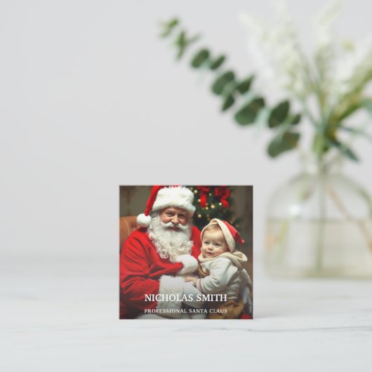 Professional Photo Santa Claus QR code Vierkante Visitekaartje (Staand voorkant)
