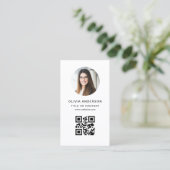 Professional Photo White QR Code Social Media Visitekaartje (Staand voorkant)