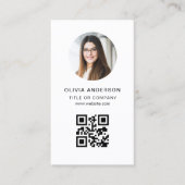 Professional Photo White QR Code Social Media Visitekaartje (Voorkant)