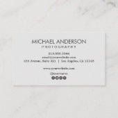 Professional Photographer camera lens Photography  Visitekaartje (Achterkant)