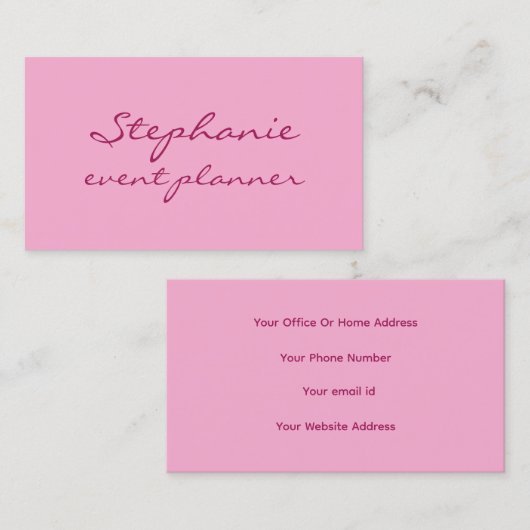 Professional Pink Colorful Girly Modern Elegant Visitekaartje (Voorkant / Achterkant)