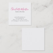 Professional Pink White Manager Consultant Chief Vierkante Visitekaartje (Voorkant / Achterkant)