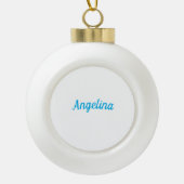 Professional Plain Modern Elegant Blue Your Name Keramische Bal Ornament (Voorkant)