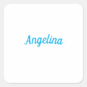 Professional Plain Modern Elegant Blue Your Name Vierkante Sticker (Voorkant)