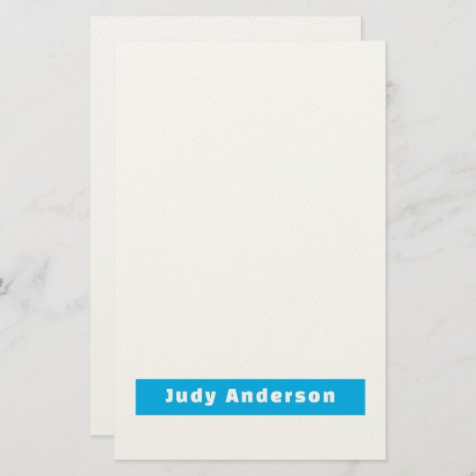 Professional Plain Modern Elegant Name Blue White Briefpapier (Voorkant / Achterkant)