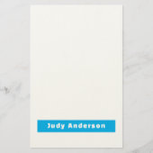Professional Plain Modern Elegant Name Blue White Briefpapier (Voorkant)