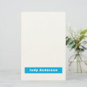 Professional Plain Modern Elegant Name Blue White Briefpapier (Staand voorkant)