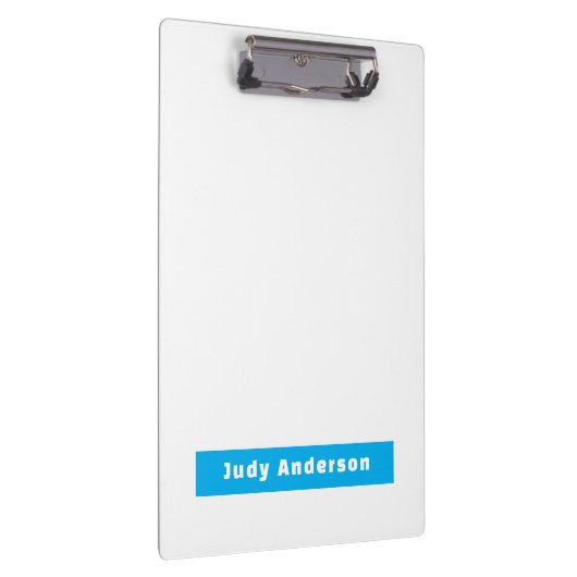 Professional Plain Modern Elegant Name Blue White Klembord (Rechts)
