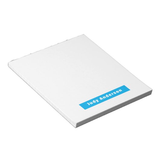 Professional Plain Modern Elegant Name Blue White Notitieblok (Schuin)