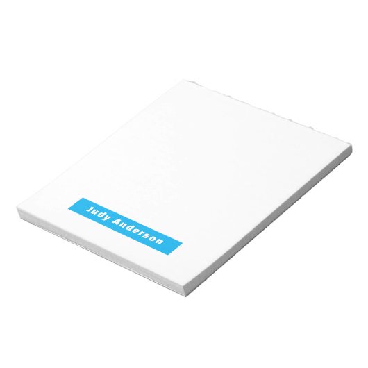 Professional Plain Modern Elegant Name Blue White Notitieblok (Linkerzijde)