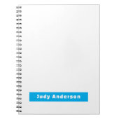 Professional Plain Modern Elegant Name Blue White Notitieboek (Voorkant)