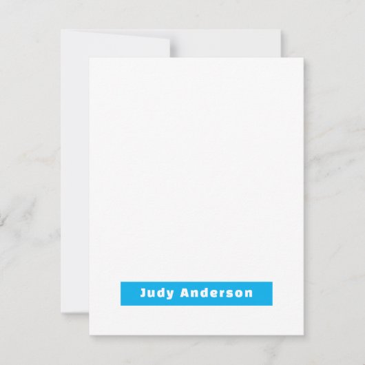 Professional Plain Modern Elegant Name Blue White Notitiekaartje (Voorkant)