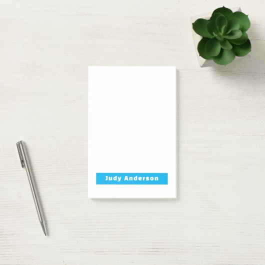 Professional Plain Modern Elegant Name Blue White Post-it® Notes (Kantoor)