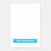 Professional Plain Modern Elegant Name Blue White Post-it® Notes (Voorkant)