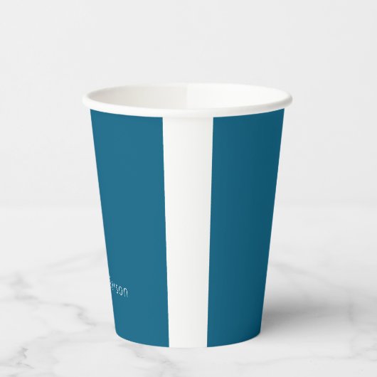 Professional Plain Modern Elegant Your Name Blue Papieren Bekers (Links)