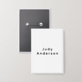 Professional Plain Modern Elegant Your Name Button (Voorkant / Achterkant)