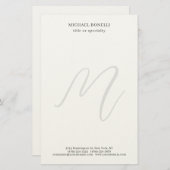 Professional Plain Modern Minimalist Monogrammed Briefpapier (Voorkant / Achterkant)