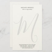 Professional Plain Modern Minimalist Monogrammed Briefpapier (Voorkant / Achterkant)