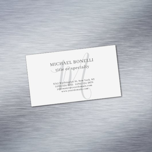 Professional Plain Modern Minimalist Monogrammed Magnetisch Visitekaartje (Voorbeeld)