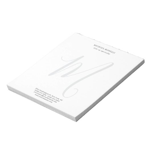 Professional Plain Modern Minimalist Monogrammed Notitieblok (Linkerzijde)