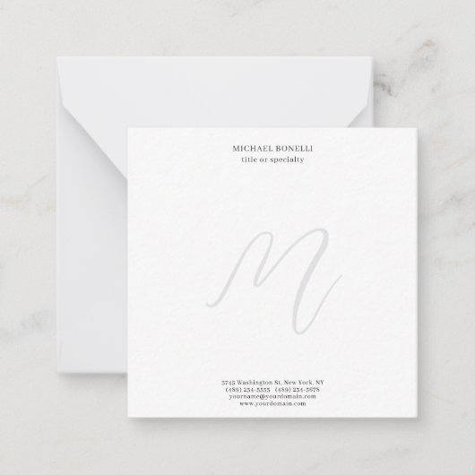 Professional Plain Modern Minimalist Monogrammed Notitiekaartje (Voorkant)