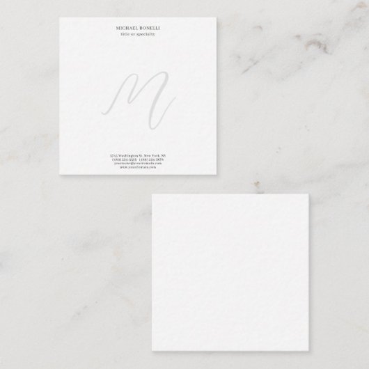 Professional Plain Modern Minimalist Monogrammed Notitiekaartje (Voorkant / Achterkant)