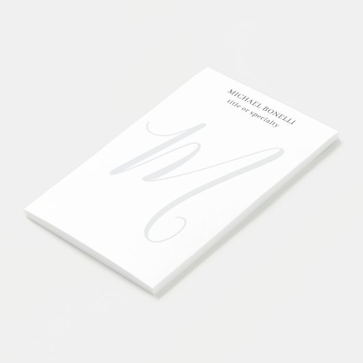 Professional Plain Modern Minimalist Monogrammed Post-it® Notes (Schuin)