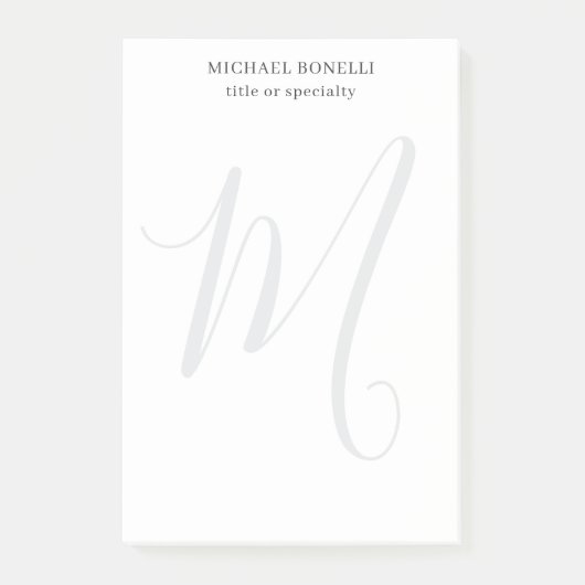 Professional Plain Modern Minimalist Monogrammed Post-it® Notes (Voorkant)