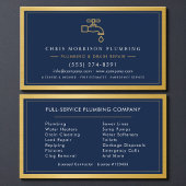 Professional Plumber Navy Blue Gold QR Code Visitekaartje