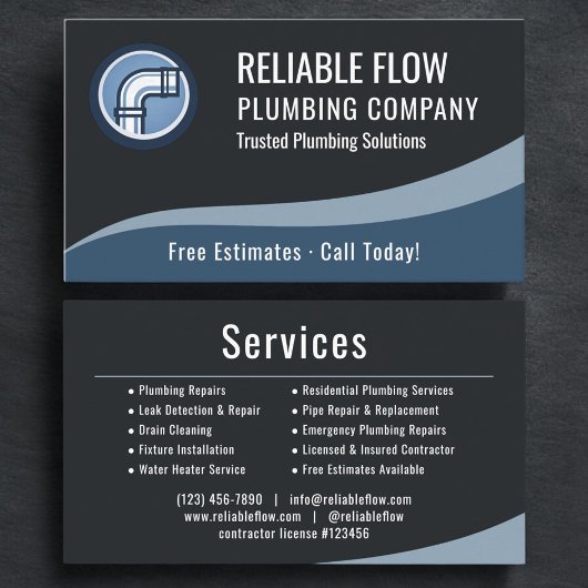 Professional Plumber Plumbing Company Visitekaartje