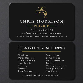 Professional Plumbing Service Black Gold Visitekaartje