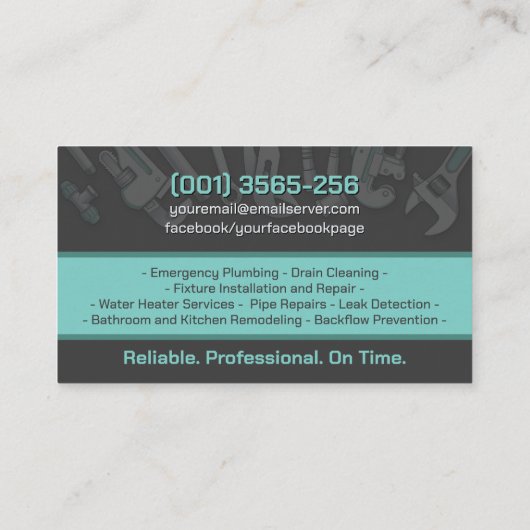 Professional Plumbing Services  Visitekaartje (Achterkant)