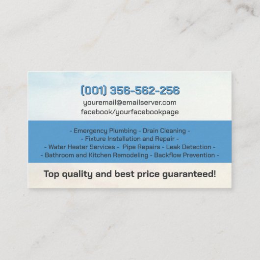 Professional Plumbing Services  Visitekaartje (Achterkant)