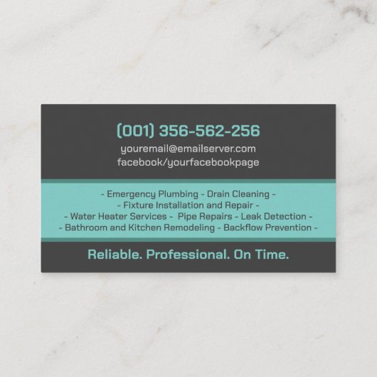 Professional Plumbing Services Visitekaartje (Achterkant)