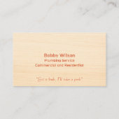 Professional Plunger Contractor Plumbing Service Visitekaartje (Achterkant)