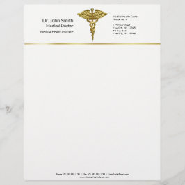 Professional Precious Medical Gold Caduceus Briefhoofd