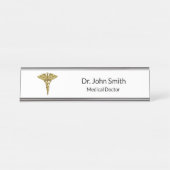 Professional Precious Medical Gold Caduceus Bureau Naambordje (Voorkant)