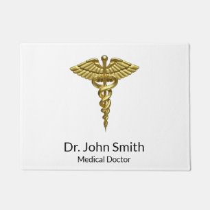 Professional Precious Medical Gold Caduceus Deurmat