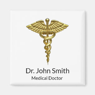 Professional Precious Medical Gold Caduceus Magneet